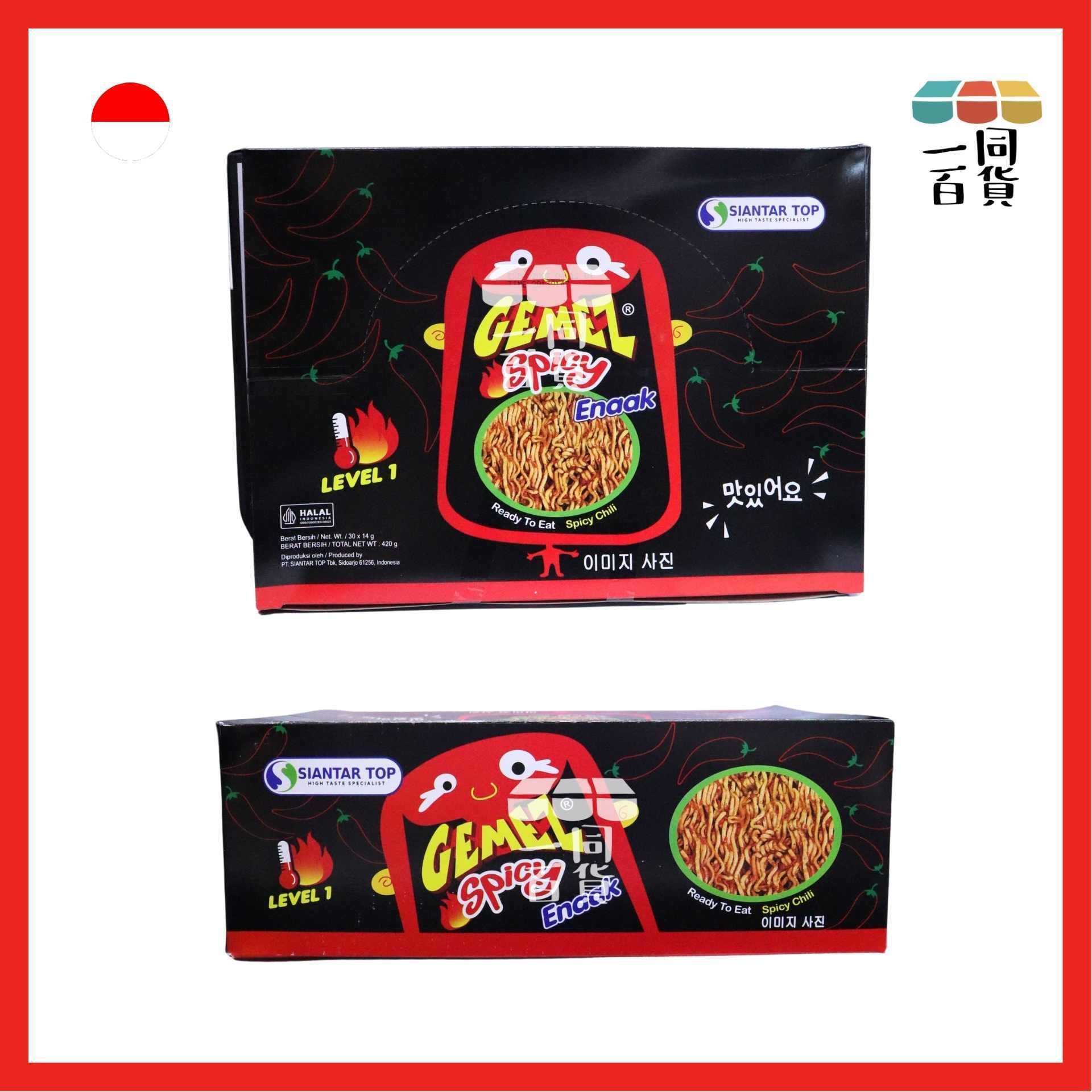 GEMEZ Enaak | 【原箱30包】韓版印尼小雞點心麵 (辣味) 14g x 30ea [黑盒](平行進口) J000 exp12Apr2027