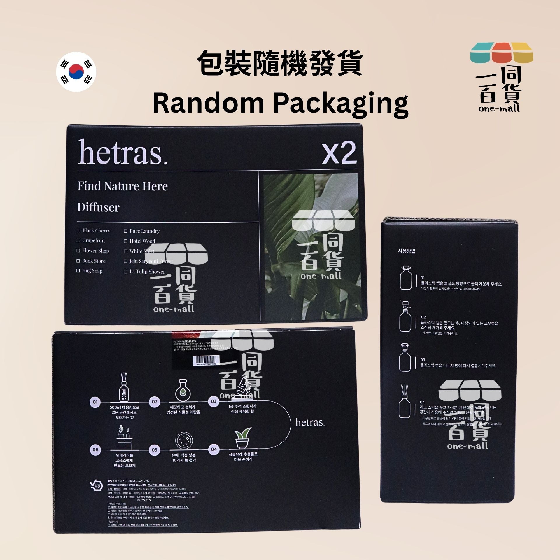 hetras. | [1+1] 室内高級擴香瓶Set 500ml x 2支 - Grapefruit (平行進口) J000 [隨機包裝]