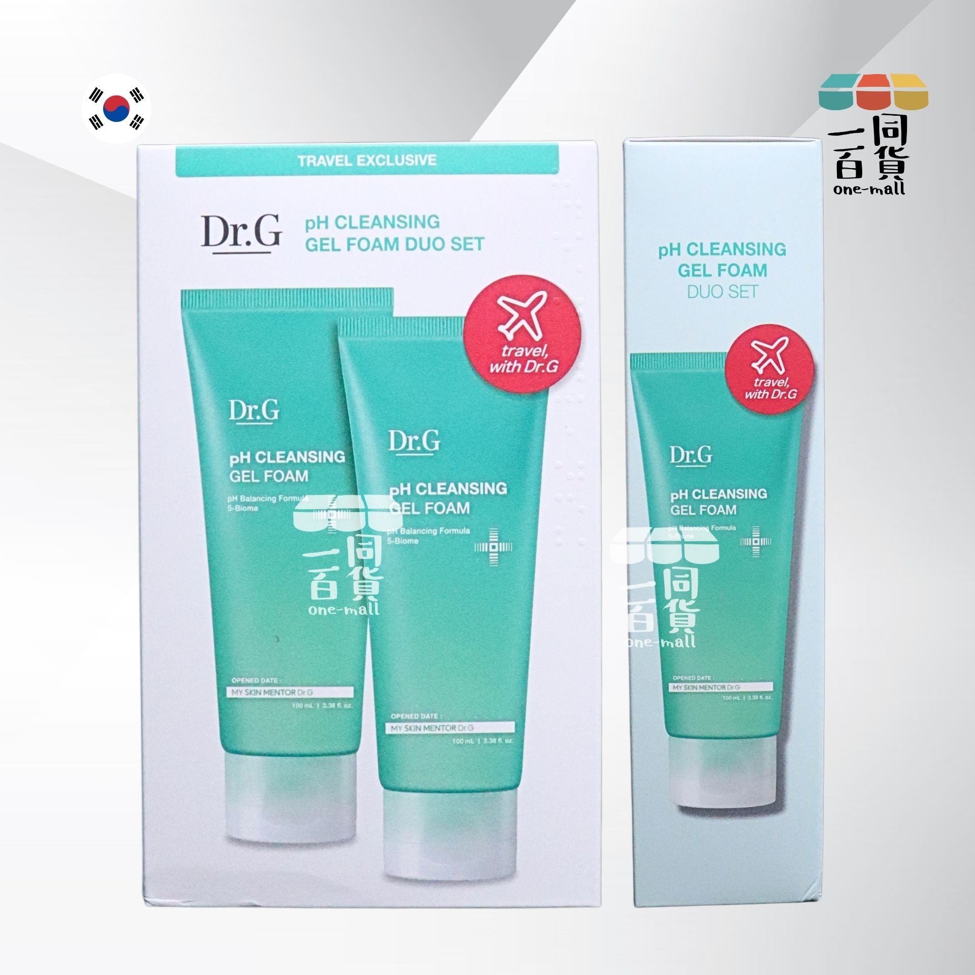 DR. G | [1+1] Dr. G pH Cleansing Gel Foam Duo Set 弱酸性溫和胺基酸植物潔面凝膠 100ml x 2ea(平行進口) B222 [綠白盒]