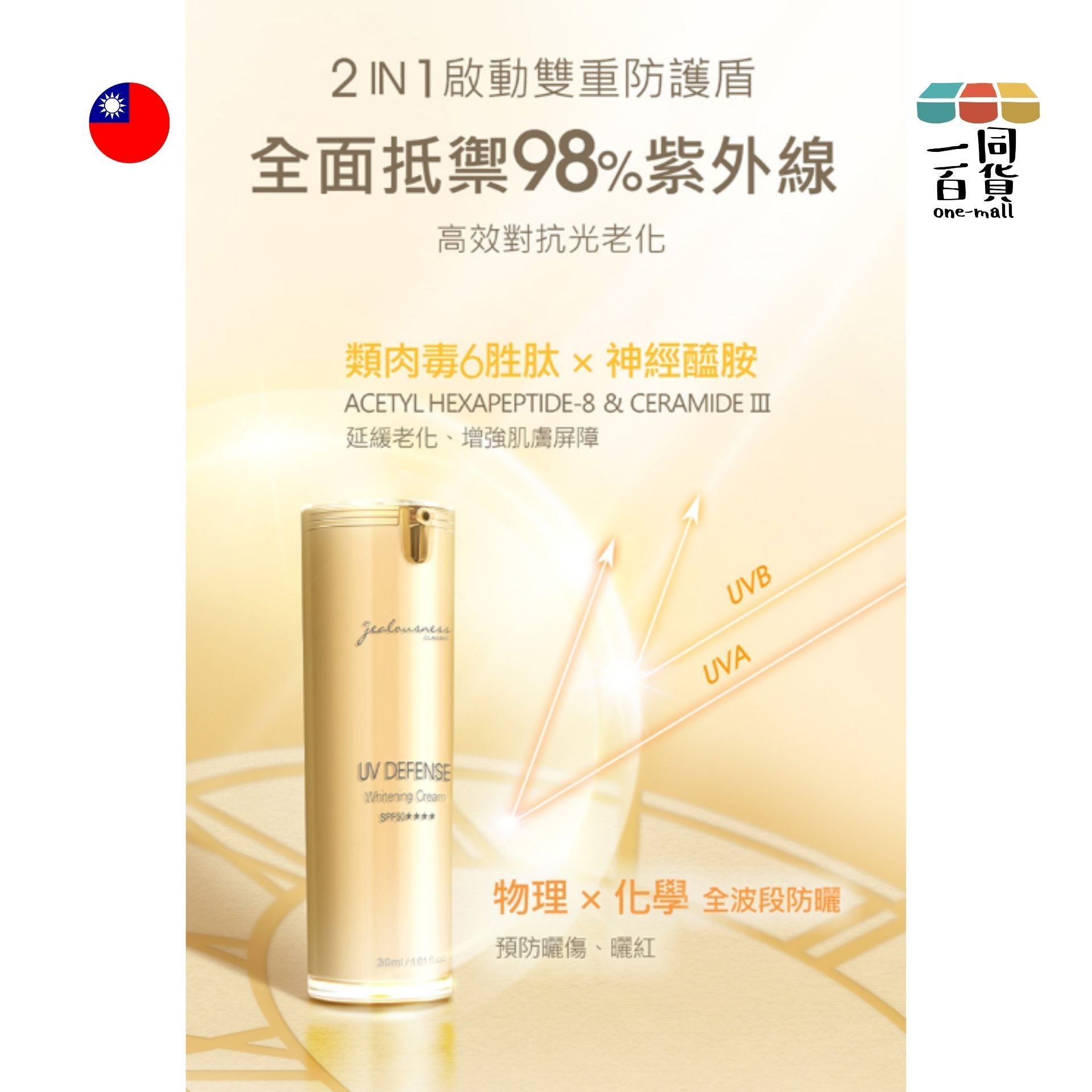 Jealousness | 婕洛妮絲 抗UV防曬素顏霜PRO SPF50 30ml [新舊隨機] (平行進口) B332