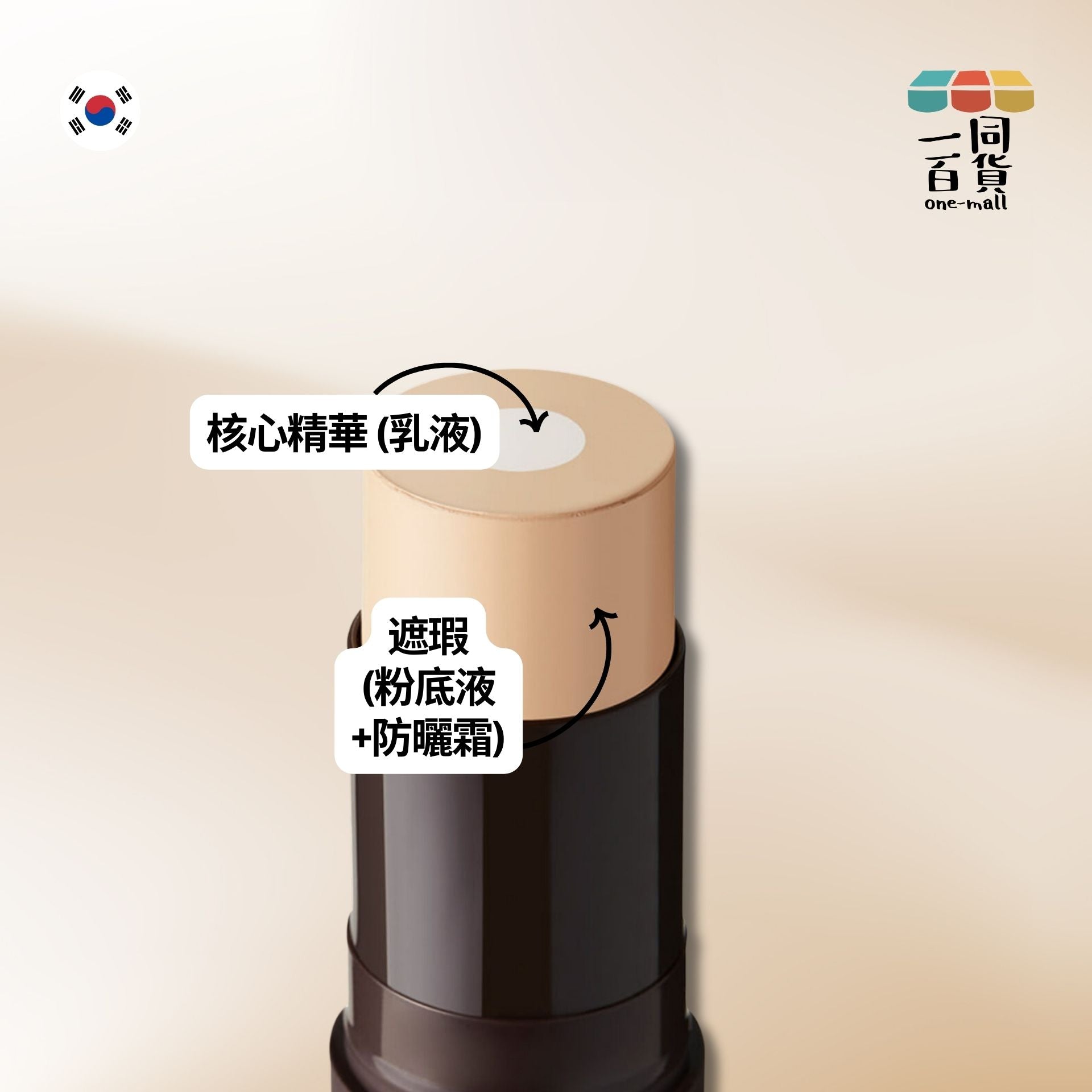 OBgE | 男士自然遮瑕粉底棒 #1 象牙色, SPF50+ / PA++++ 13g (平行進口) D3-1