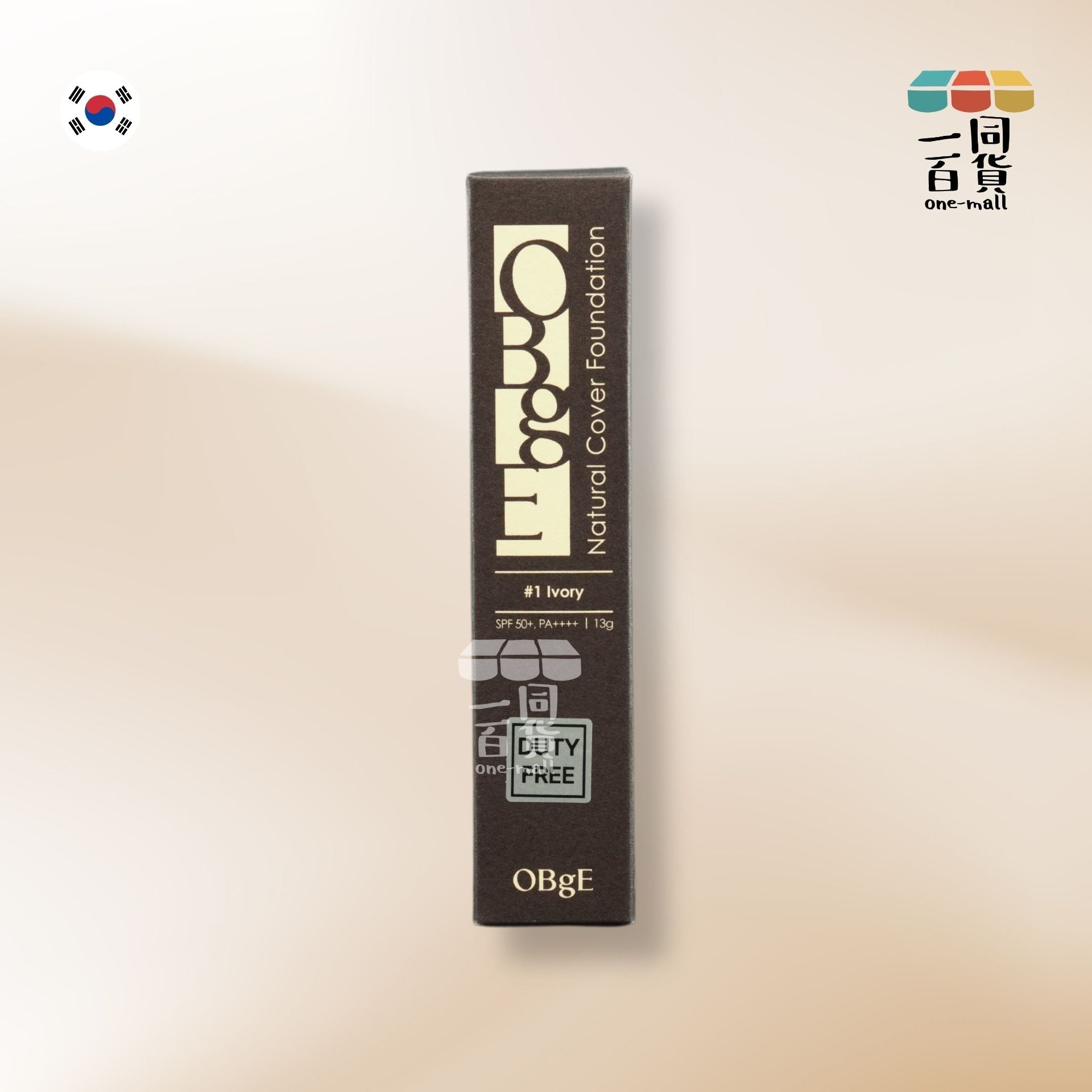 OBgE | 男士自然遮瑕粉底棒 #1 象牙色, SPF50+ / PA++++ 13g (平行進口) D3-1