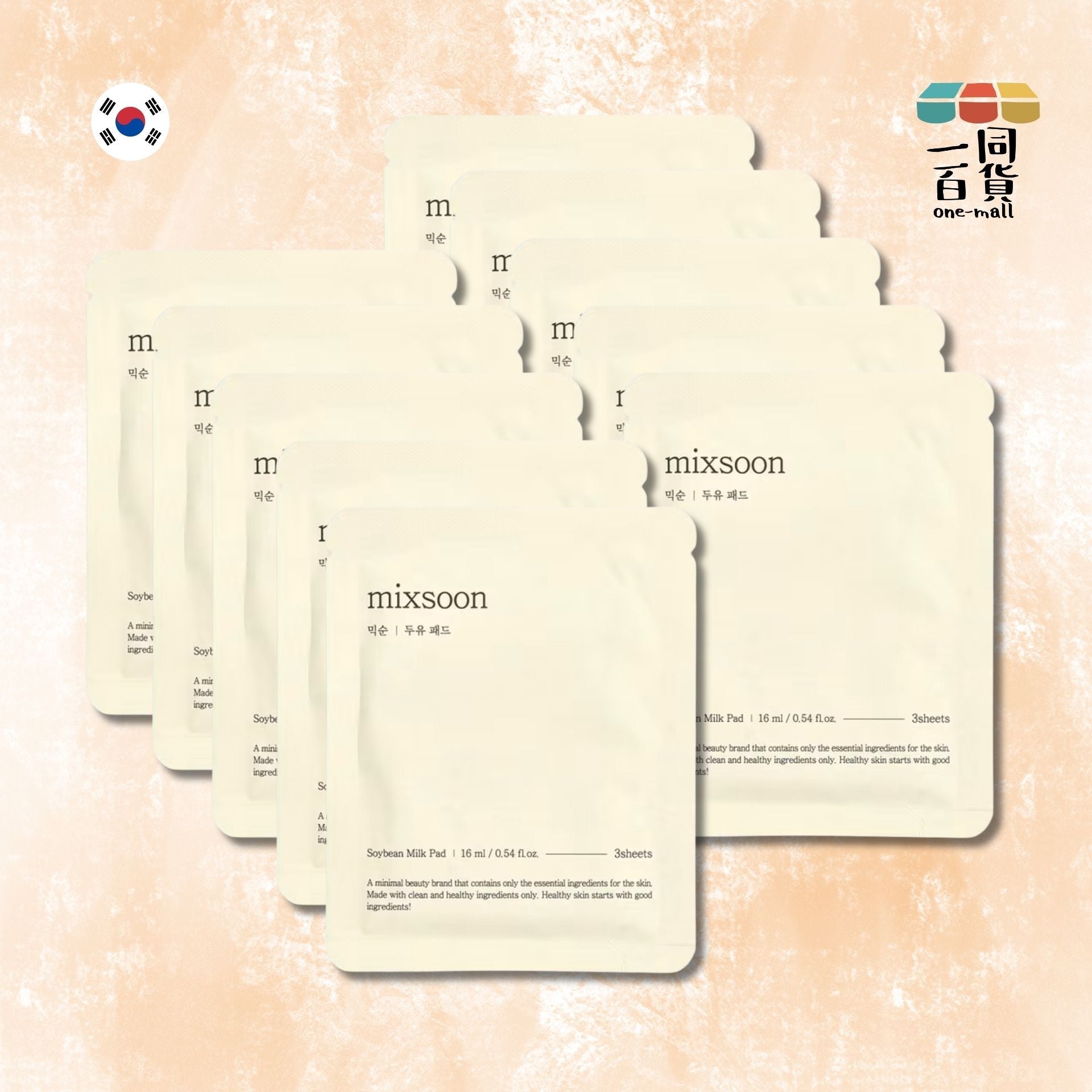 mixsoon | 豆乳護膚墊 16ml / 0.54 fl. oz., 10片 (30片裝) (平行進口) B2-3