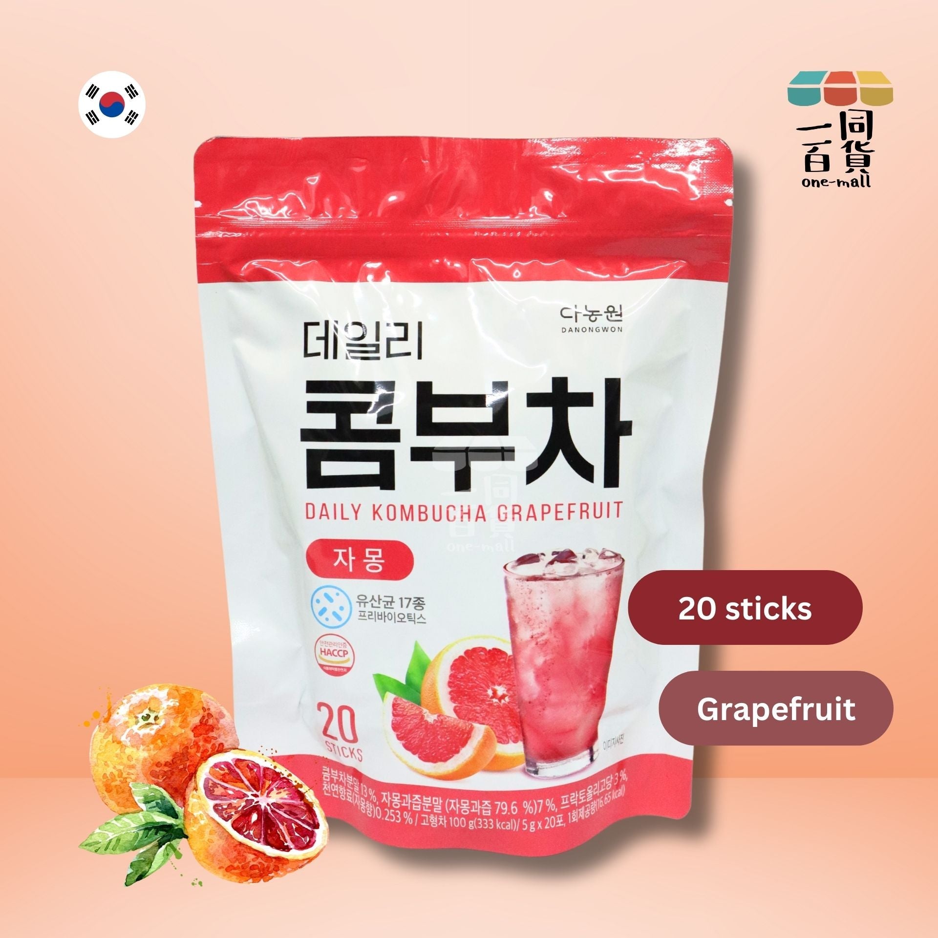 DANONGWON | 大農茶社益生菌每日康普茶 5g x 20條 - 西柚味 (平行進口) F1