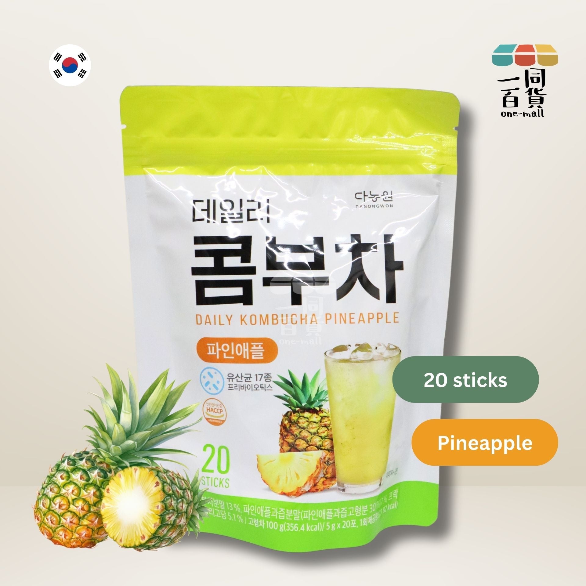 DANONGWON | 大農茶社益生菌每日康普茶 5g x 20條 - 菠蘿味 (平行進口) F1