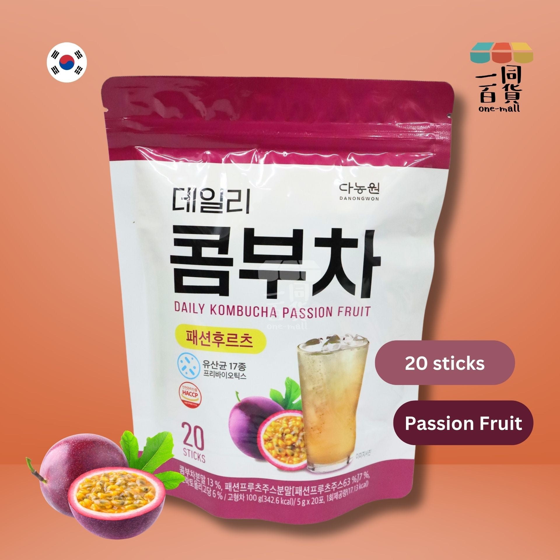 DANONGWON | 大農茶社益生菌每日康普茶 5g x 20條 - 熱情果味 (平行進口) F1