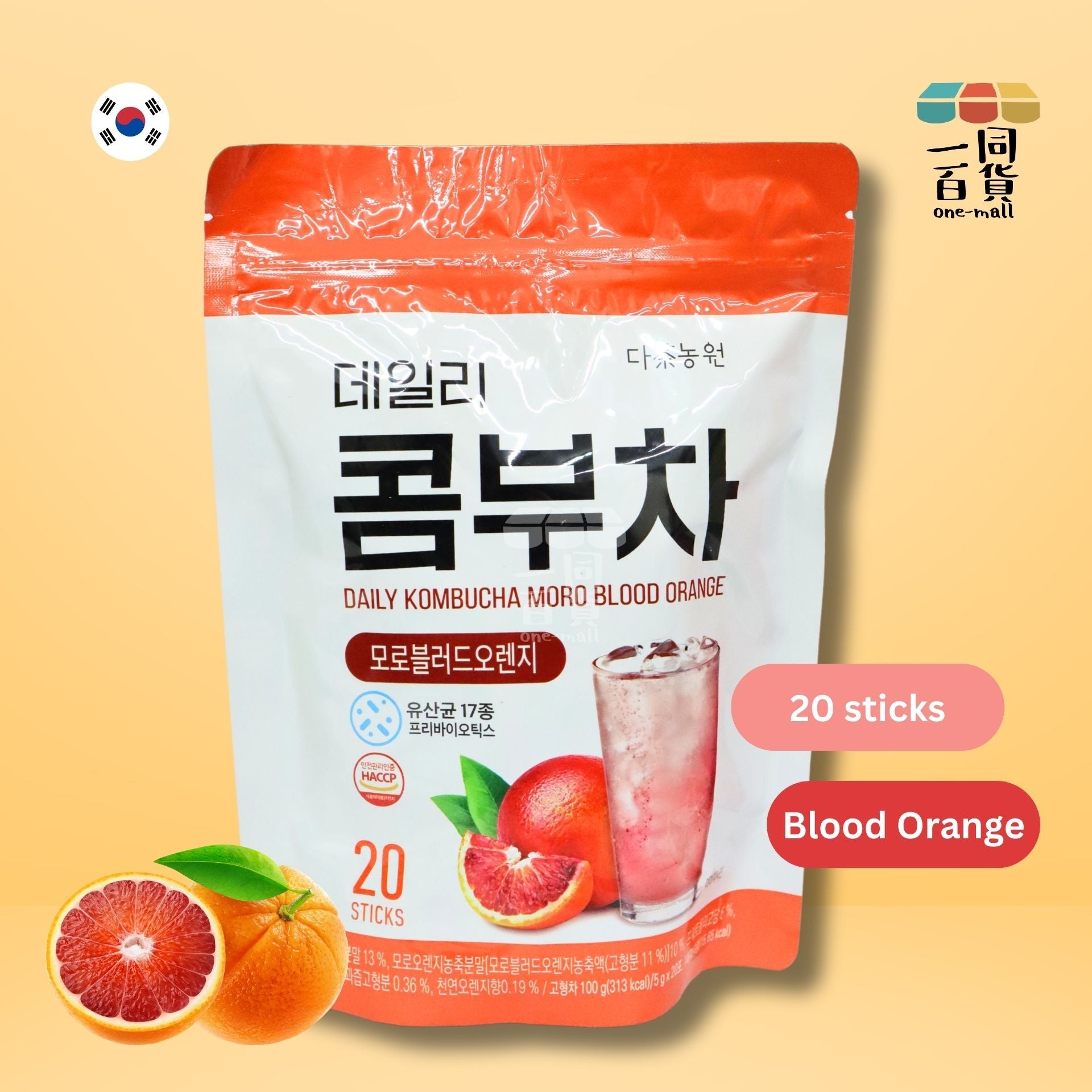 DANONGWON | 大農茶社益生菌每日康普茶 5g x 20條 - 血橙味 (平行進口) F1