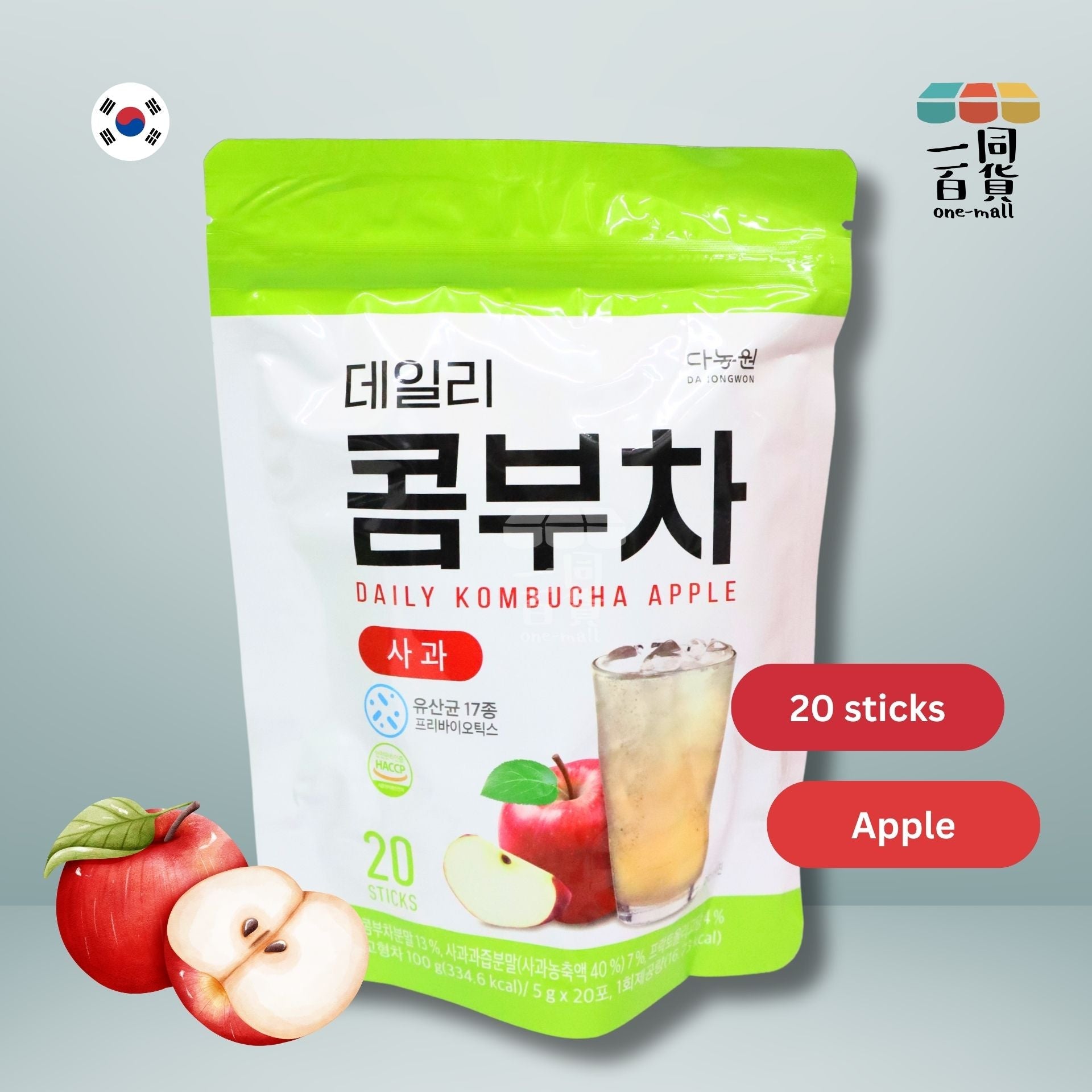 DANONGWON | 大農茶社益生菌每日康普茶 5g x 20條 - 蘋果味 (平行進口) F1