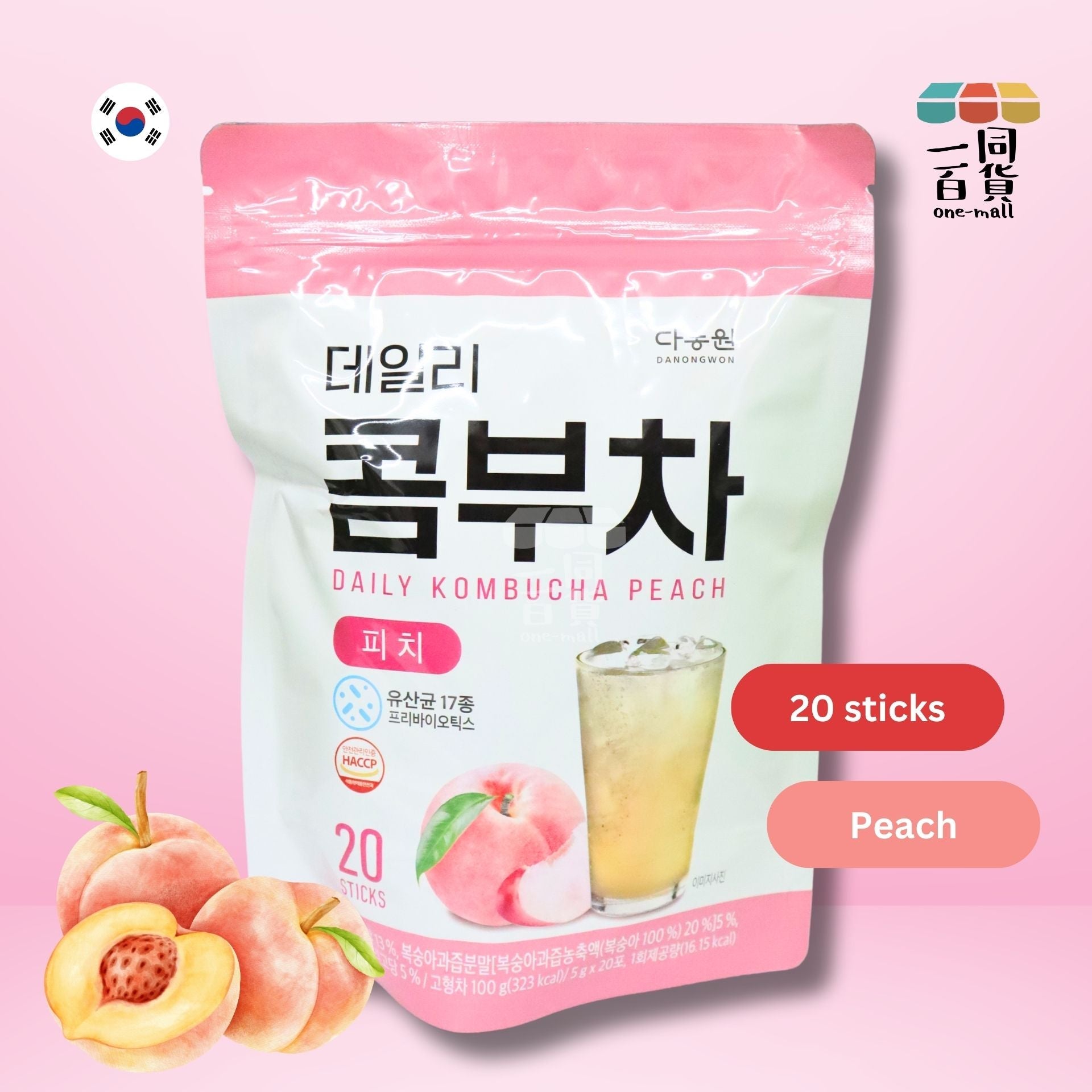 DANONGWON | 大農茶社益生菌每日康普茶 5g x 20條 - 桃味 (平行進口) F1