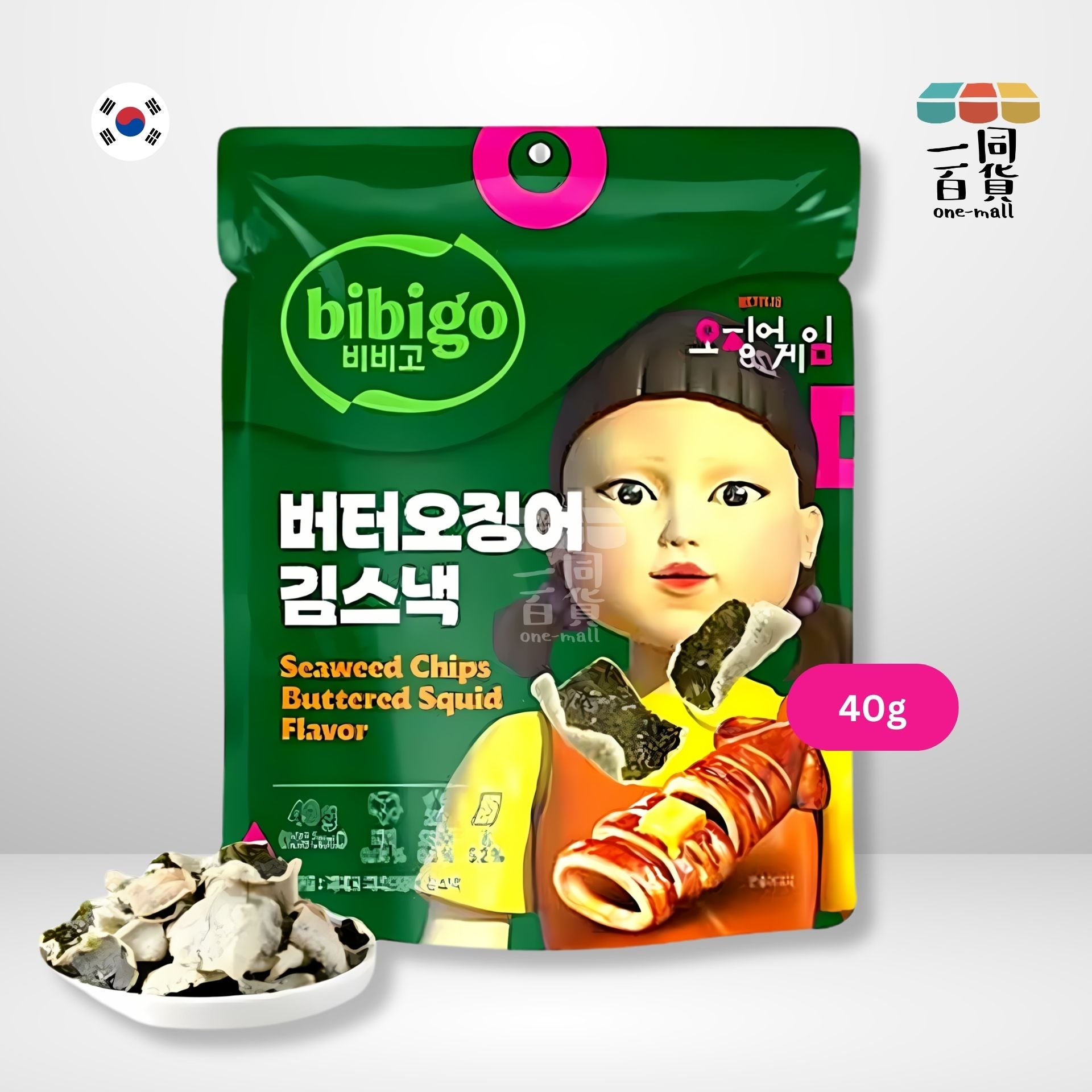 bibigo | [魷魚遊戲 X Bibigo] 牛油香烤魷魚口味海苔脆片 40g (平行進口)