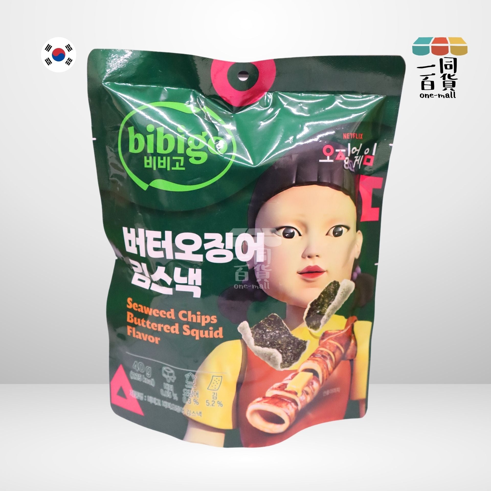 bibigo | [魷魚遊戲 X Bibigo] 牛油香烤魷魚口味海苔脆片 40g (平行進口)
