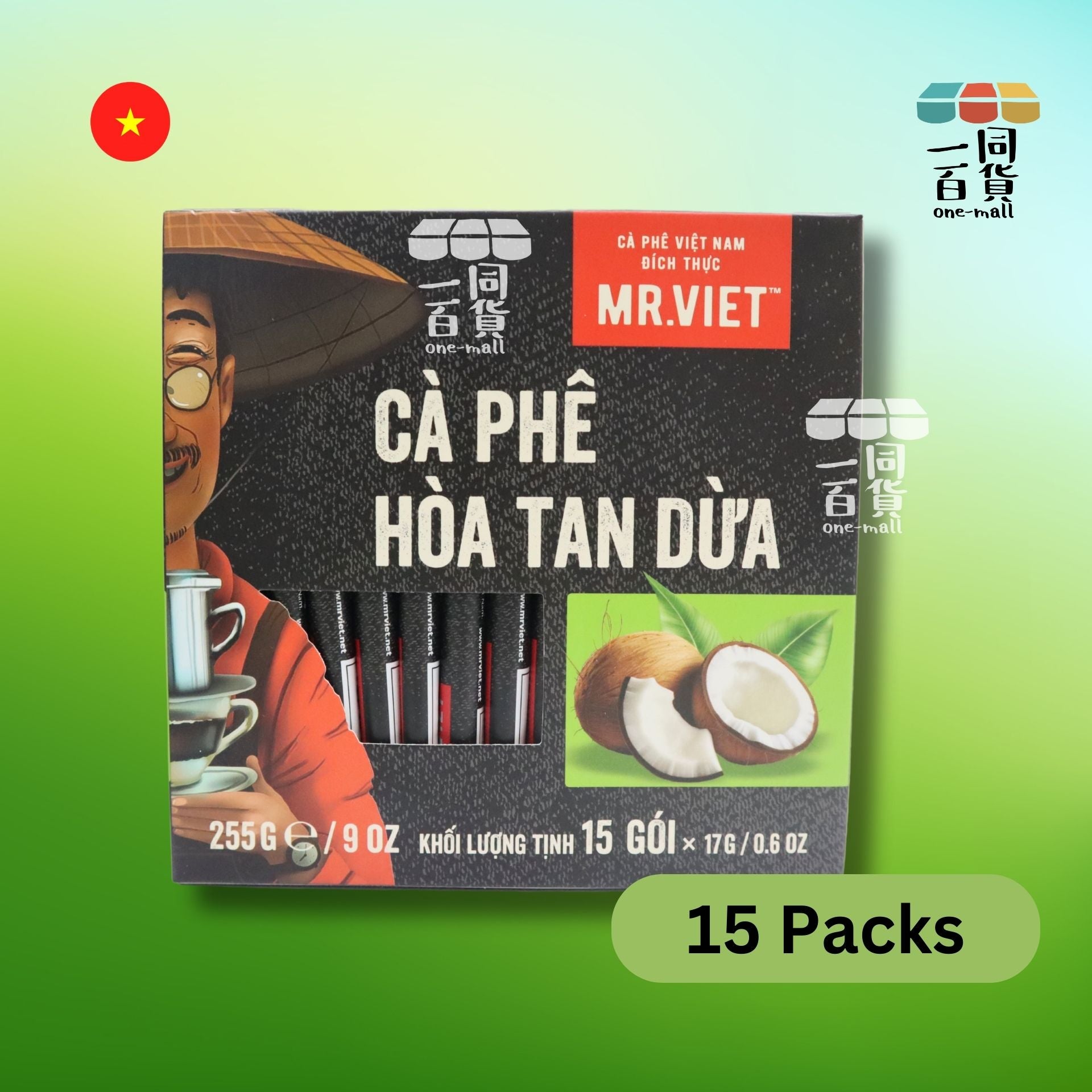 Mr.Viet | 越南椰子即沖咖啡 - 15包 (平行進口) F6-1 [隨機包裝]