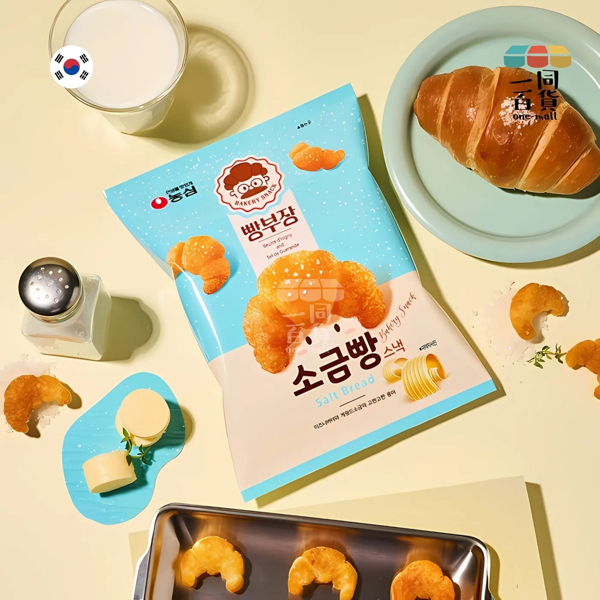 Nong Shim | 鹽味牛角包造型餅乾 55g (平行進口) A3-4 expiry:03/04/25