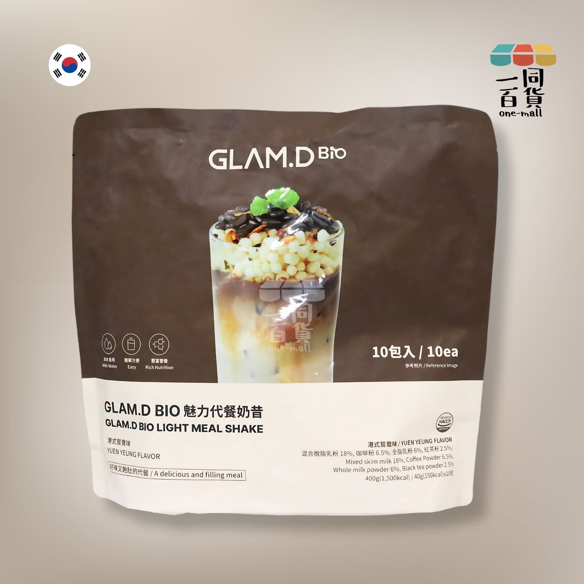GLAM.D | 魅力代餐奶昔 (港式鴛鴦味) 40g x 10ea (大包裝) (平行進口) F3