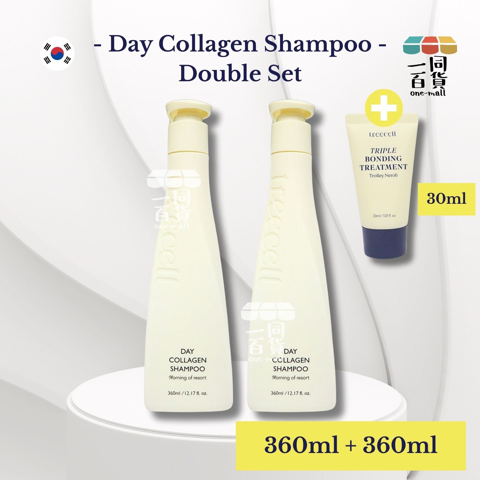 treecell | treecell - 日間高效膠原蛋白防脫髮洗頭水套裝360ml*2 + Triple Bonding Treatment護髪素 30ml M1-4 [橙盒](平行進口)