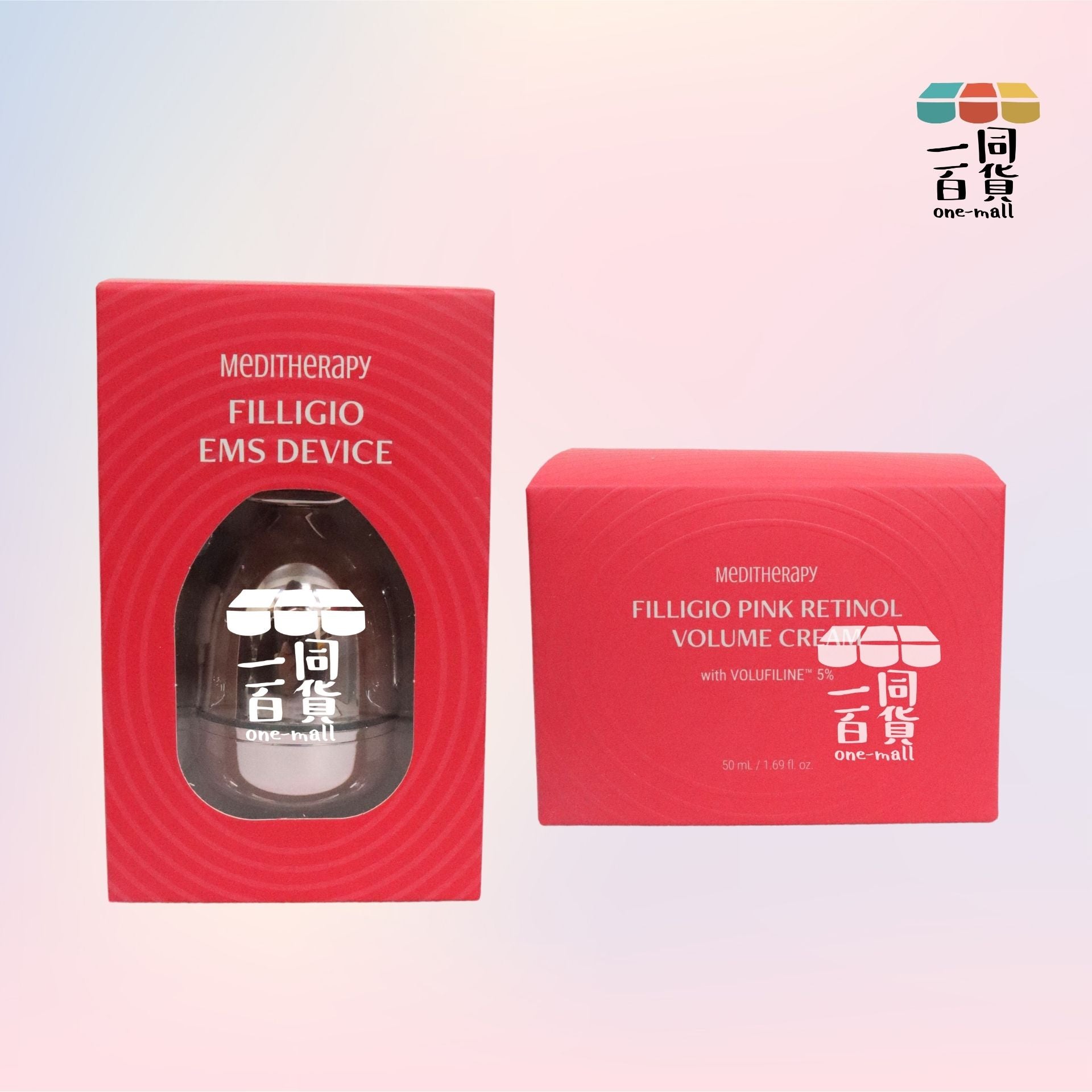 MEDITHERAPY | [Set] 粉光逆齡彈性乳霜50ml + 粉光逆齡彈性美容儀 1個 [粉盒](平行進口) D222