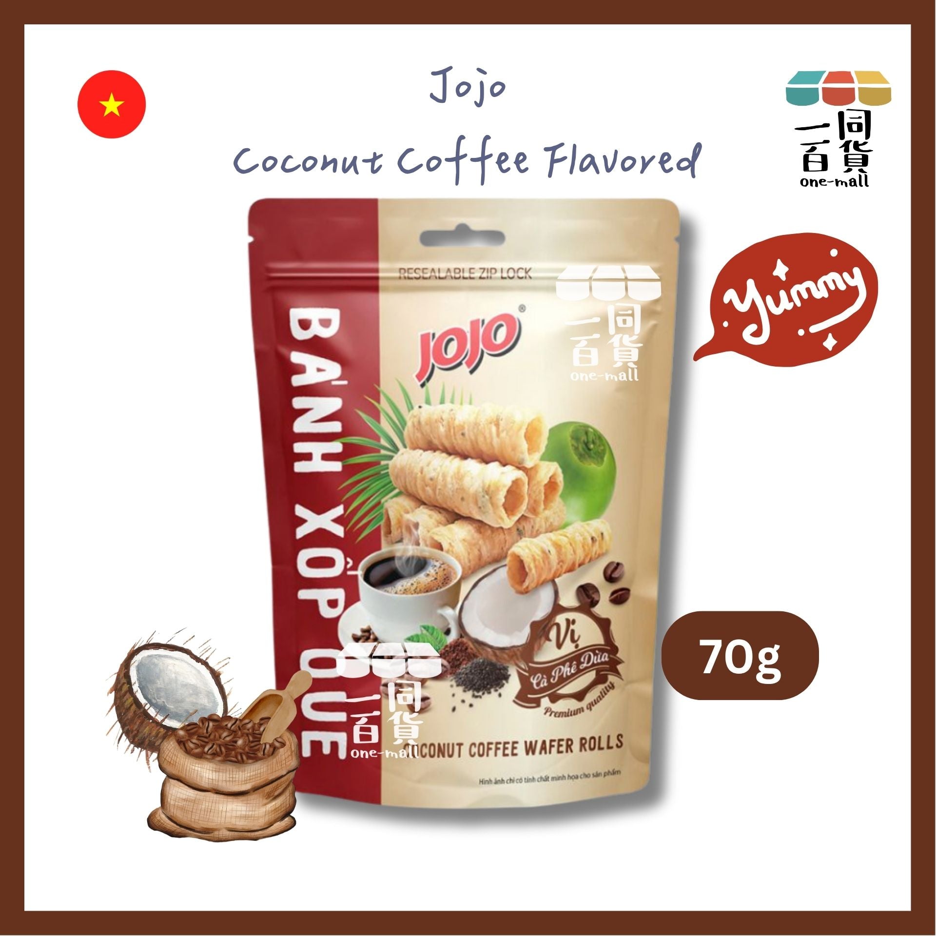 JOJO | JOjO 威化棒 椰子咖啡口味 70g [啡](平行進口) F1-1 exp13Jun2026