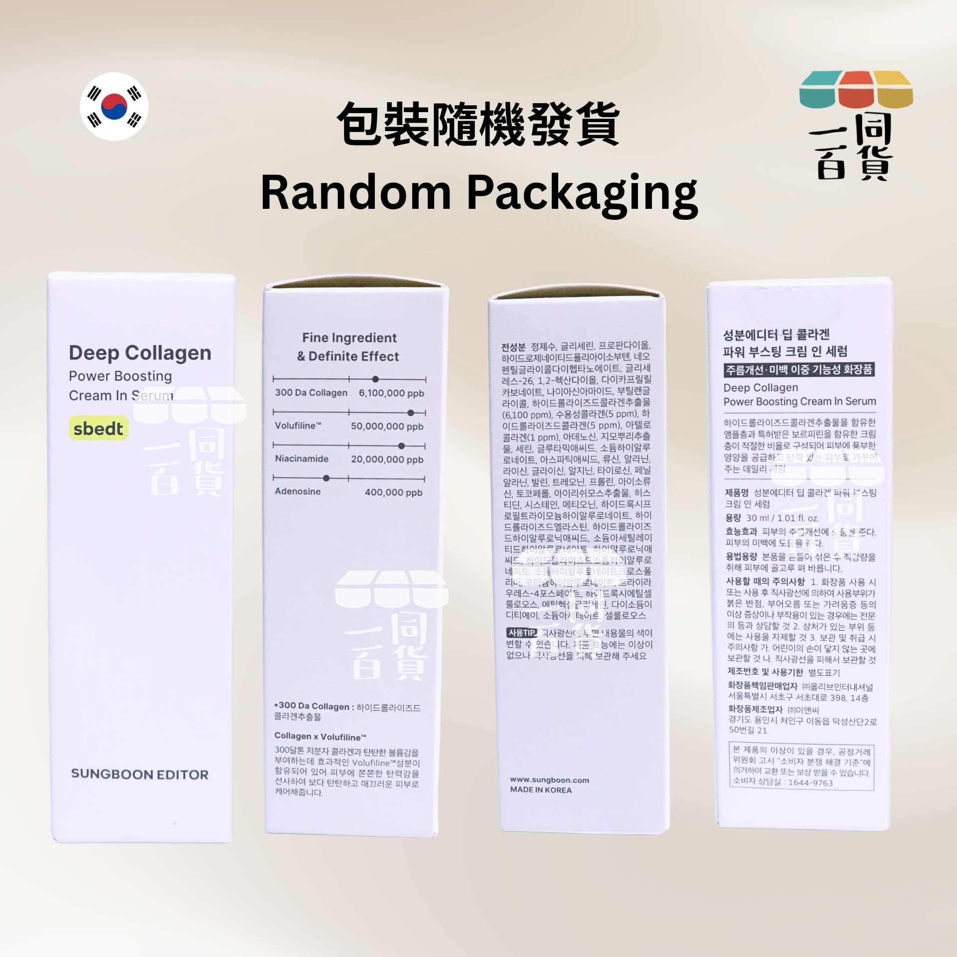 SUNGBOON EDITOR | 深層膠原蛋白抗皺面霜精華 30ml [白盒](平行進口) C423 [包裝隨機]