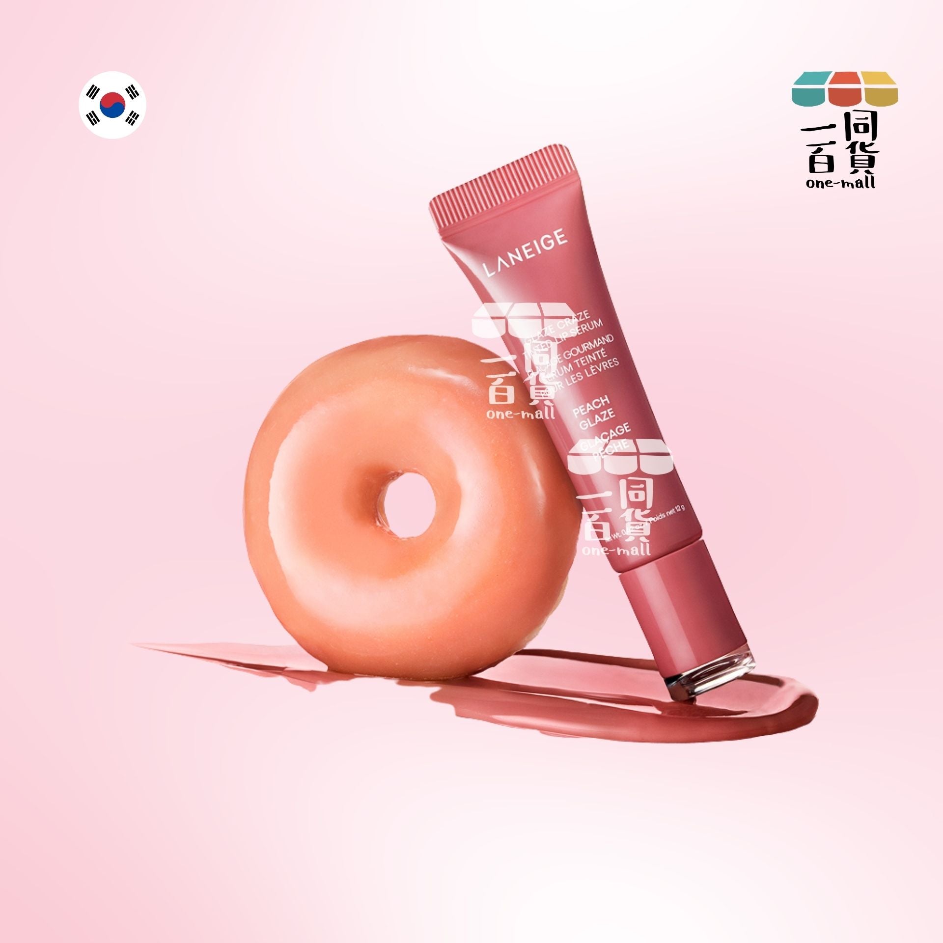 Laneige | 晶透炫色唇釉精華 冬甩潤唇膏 12g Peach Glaze (平行進口) D134