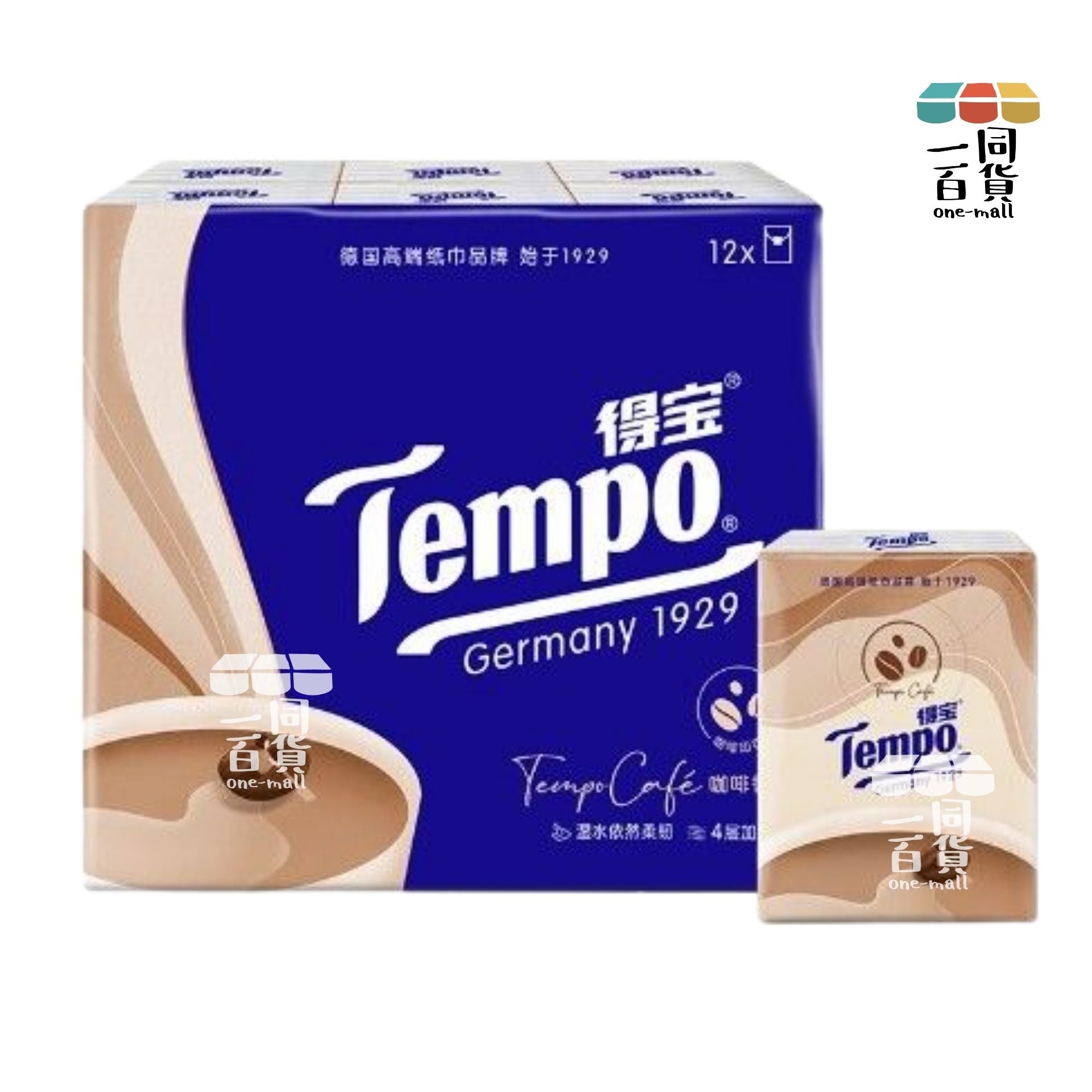 Tempo | Tempo得寶4層紙巾包裝 咖啡香味 12包整袋裝 (平行進口) B523