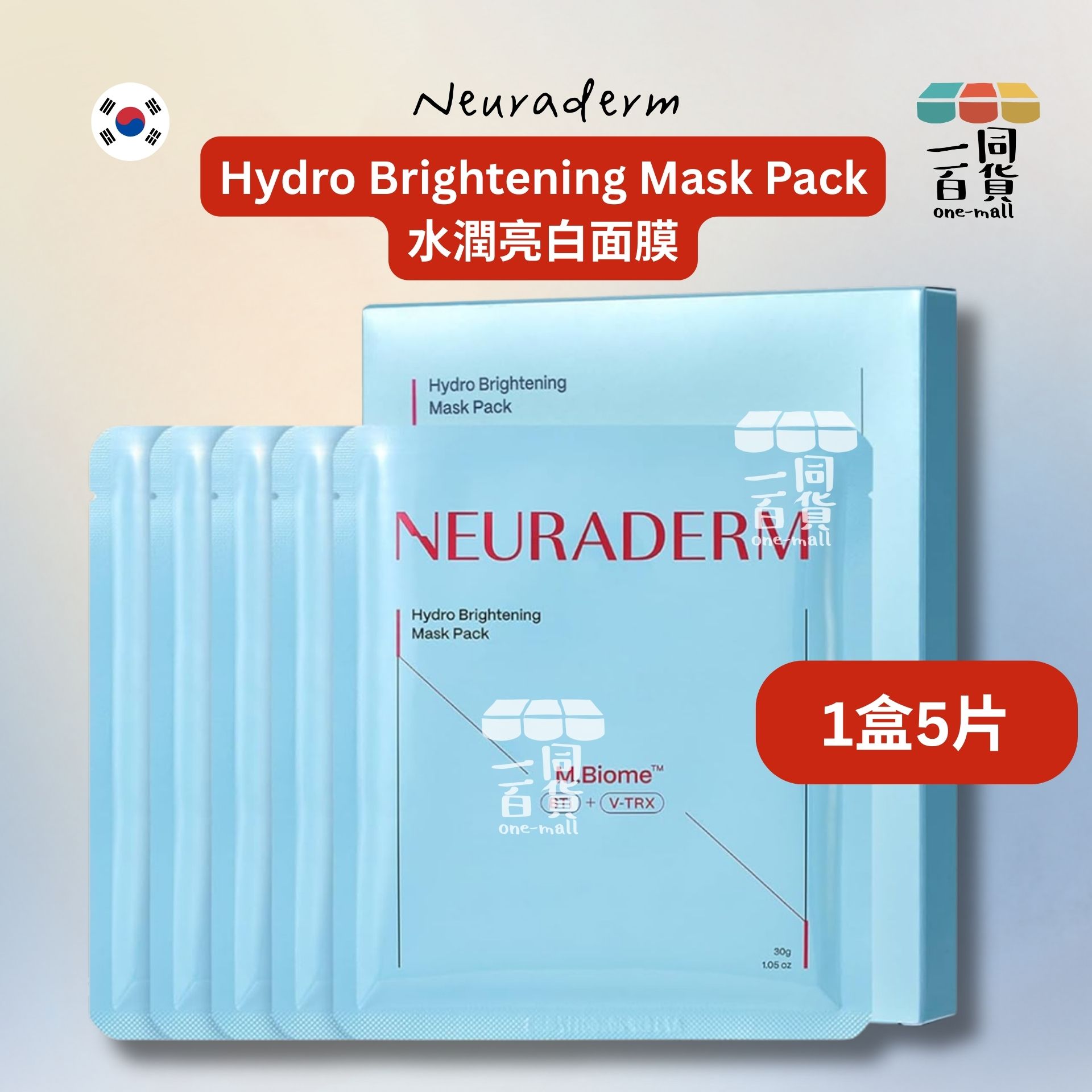 其他品牌 | Neuraderm Hydro Brightening Mask Pack 水潤亮白面膜 5片 (平行進口) C116 [藍盒] exp08Nov2026