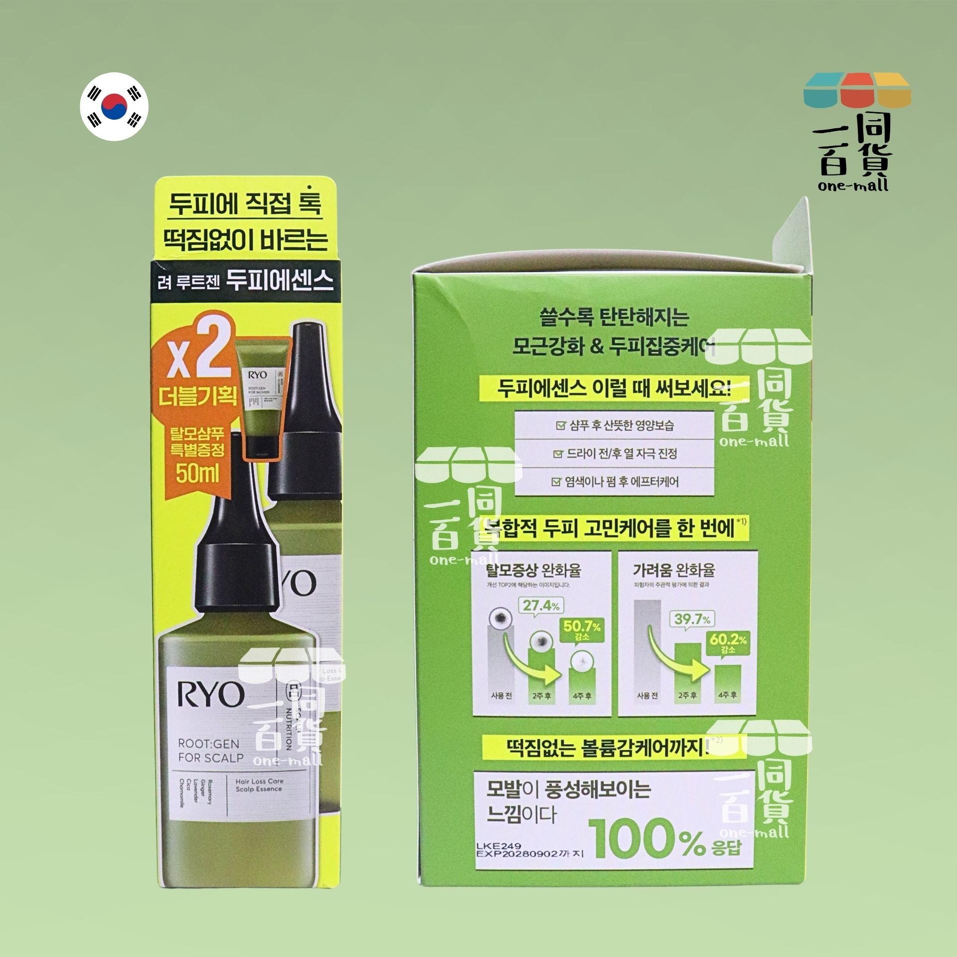 RYO | Root:Gen 頭皮精華 80ml x 2ea + 50ml 洗頭水 [綠盒](平行進口) B544