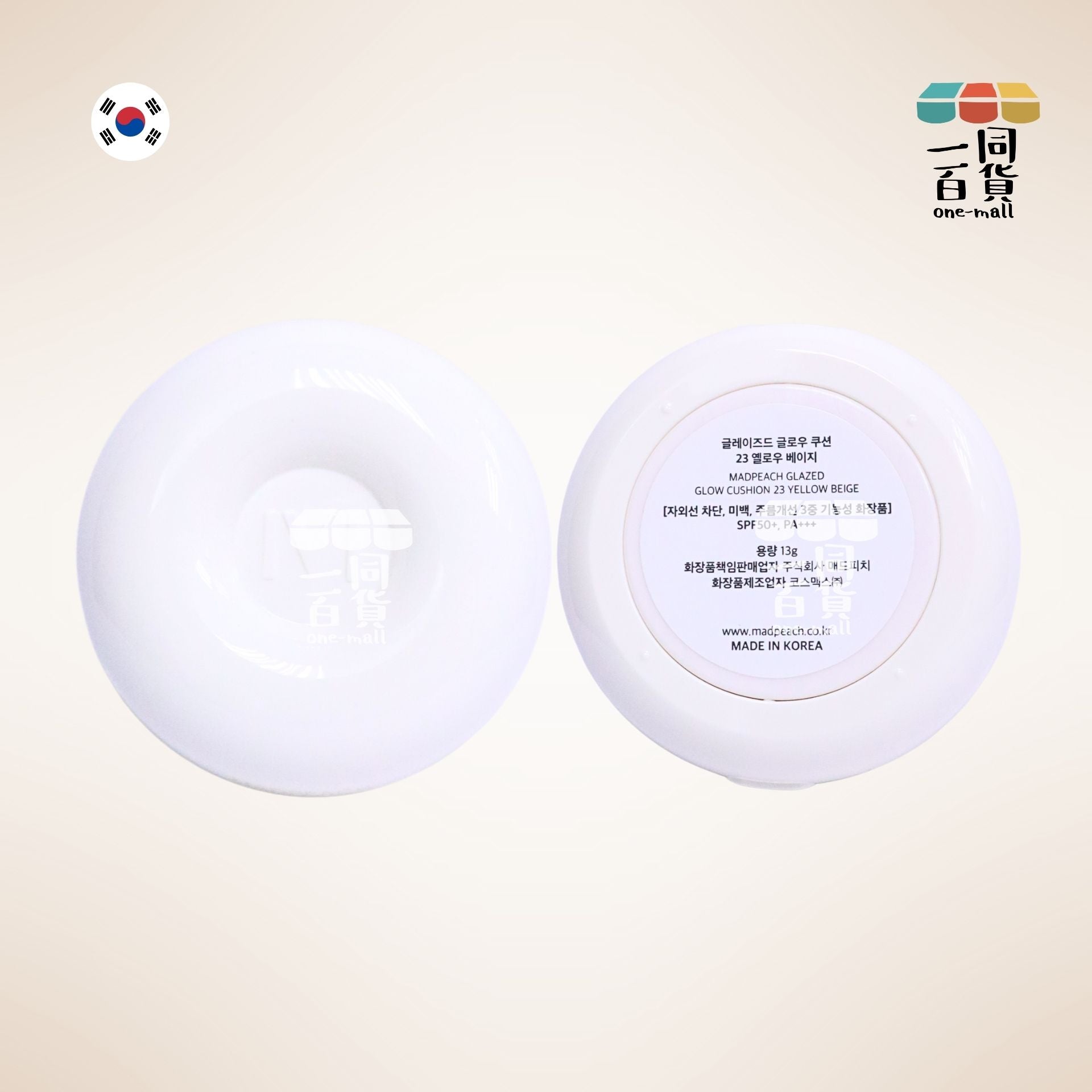 MAD PEACH | 完美妝感甜甜圈玻璃光澤氣墊 13g SPF50+/PA+++ (23 Yellow Beige)[銀盒](平行進口) B234