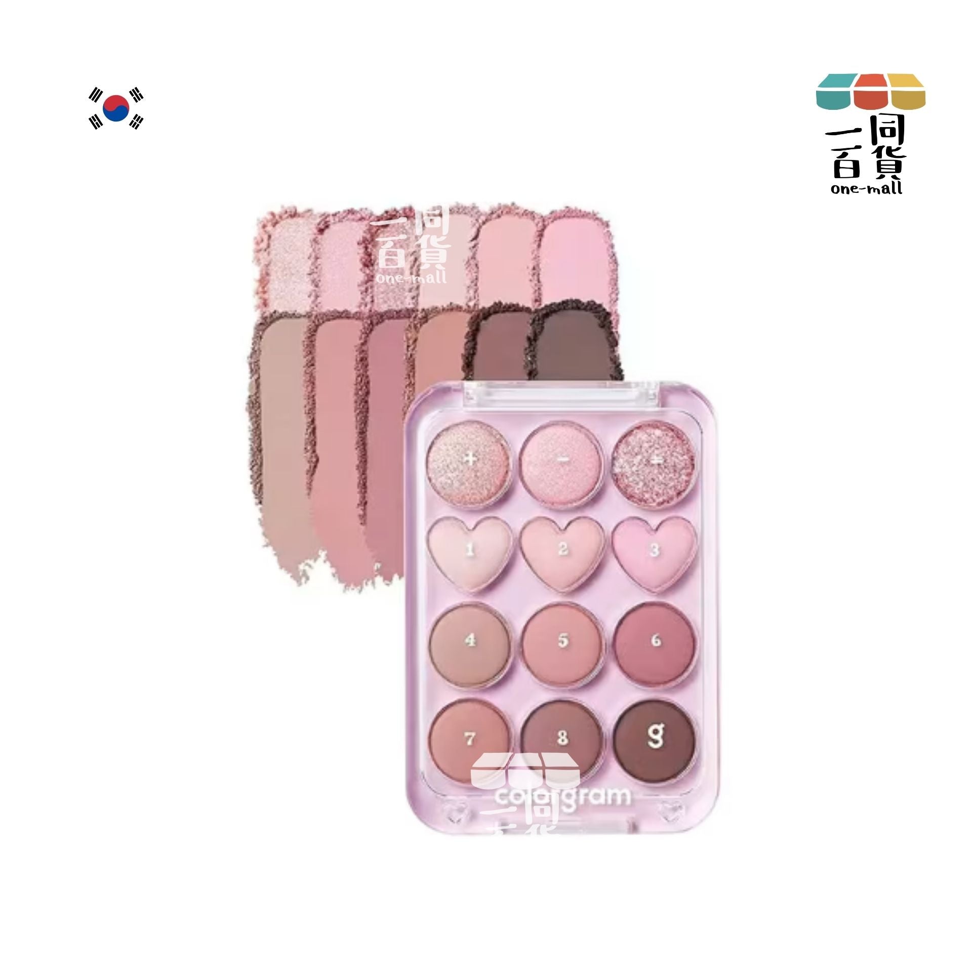 Colorgram | Colorgram - 12色心心計算機眼影盤 #02Pink+Mauve 9.9g[淺藍](平行進口) A944