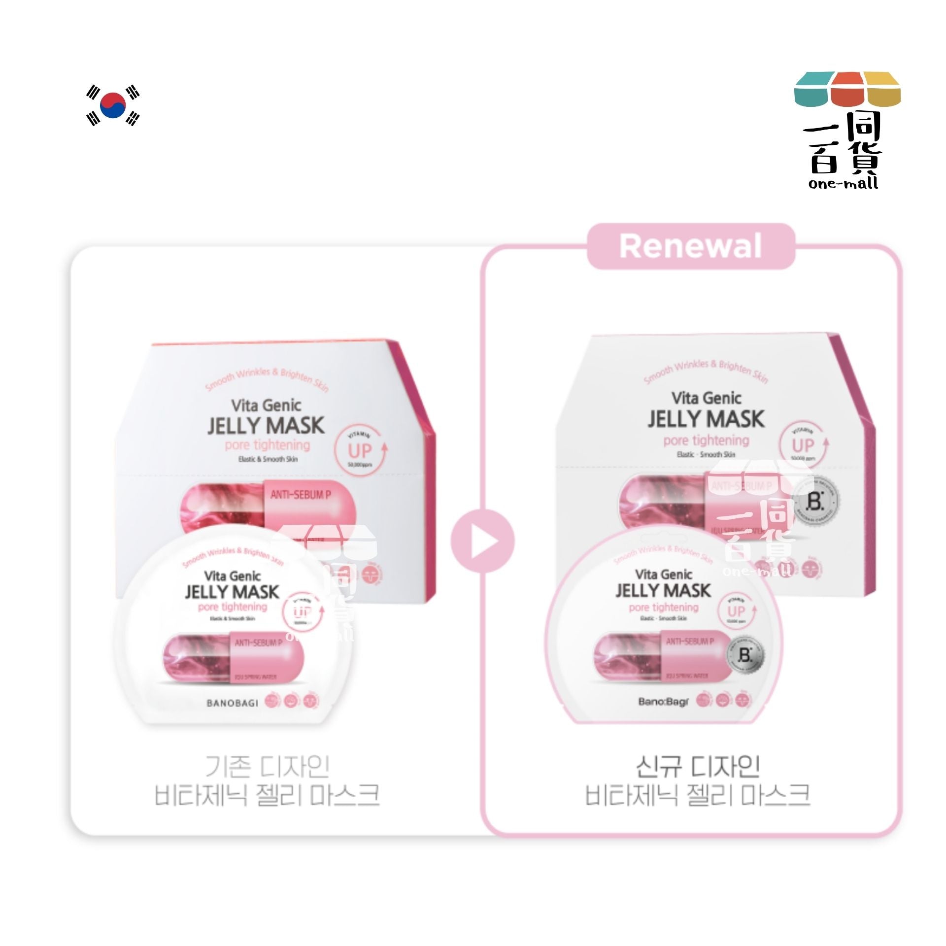 BANOBAGI | BANOBAGI Vita Genic Jelly Mask Pore Tightening 活力緊緻維生素果凍面膜10片(平行進口) A635 [粉紅色]