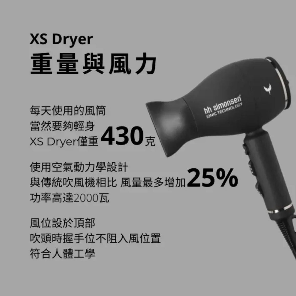 HH Simonsen | XS 吹風機 Dryer (含風嘴及柔風擴散風嘴) G1-L | 官方授權