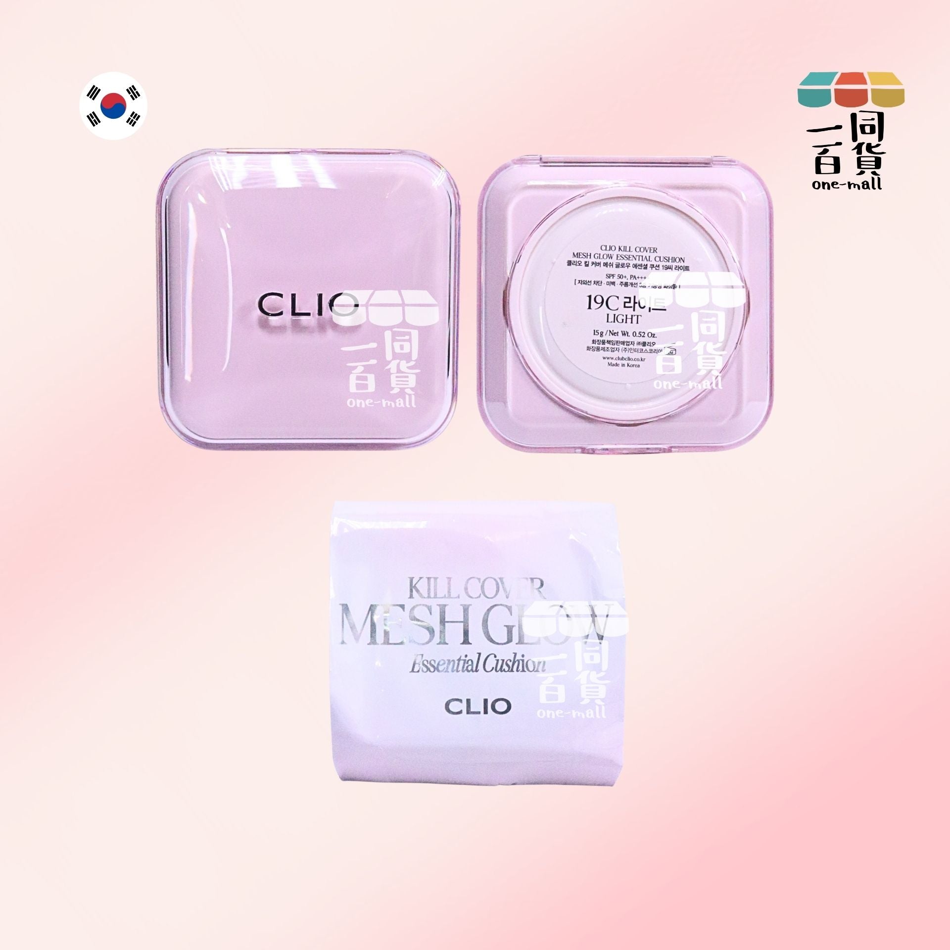 CLIO | [15g*2] 網光亮肌精華氣墊粉底 15g (附補充裝 15g) - 19C 淺白色 [粉盒](平行進口) E731
