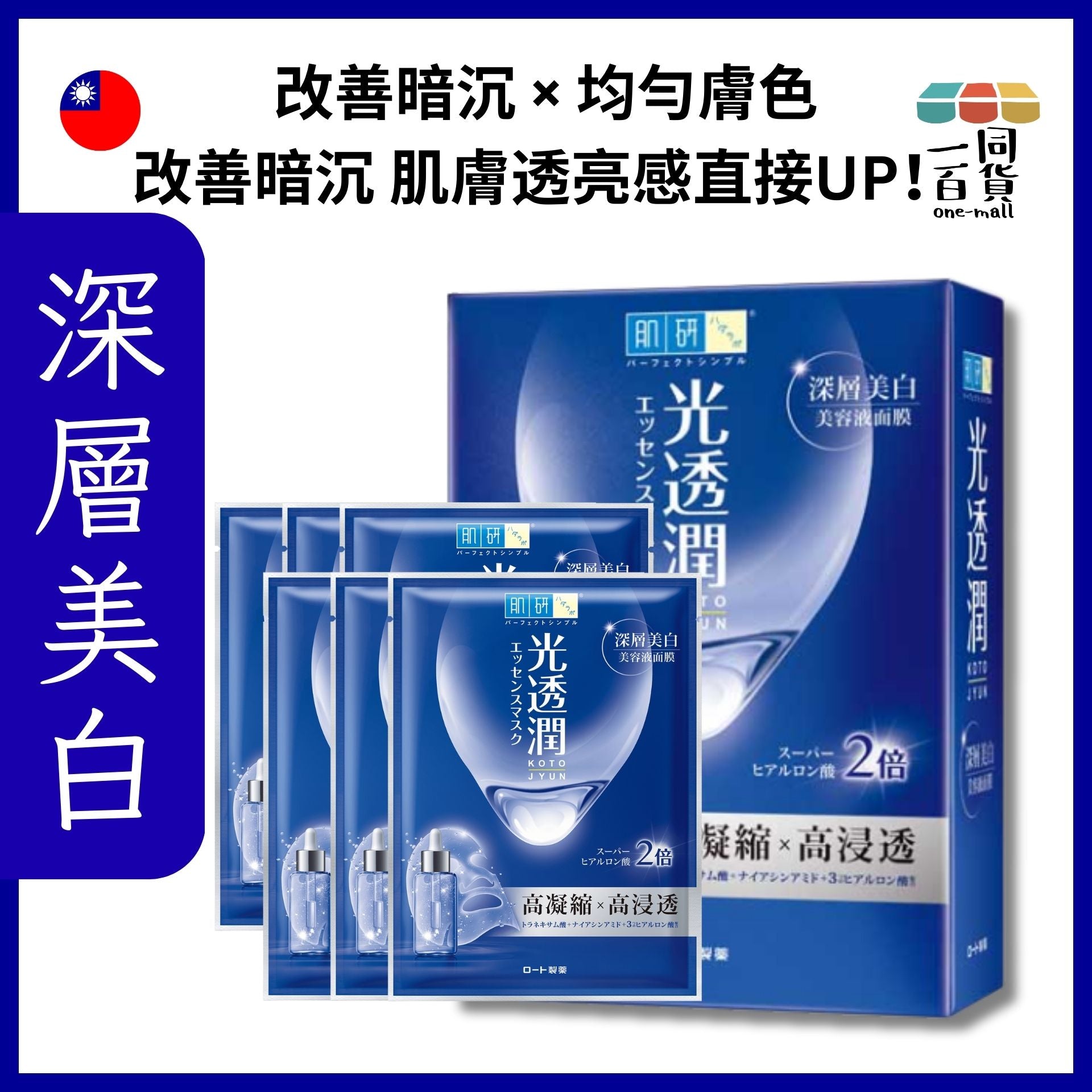 Hada Labo 肌研 | 光透潤深層美白面膜 6ea 深藍 (平行進口) C117