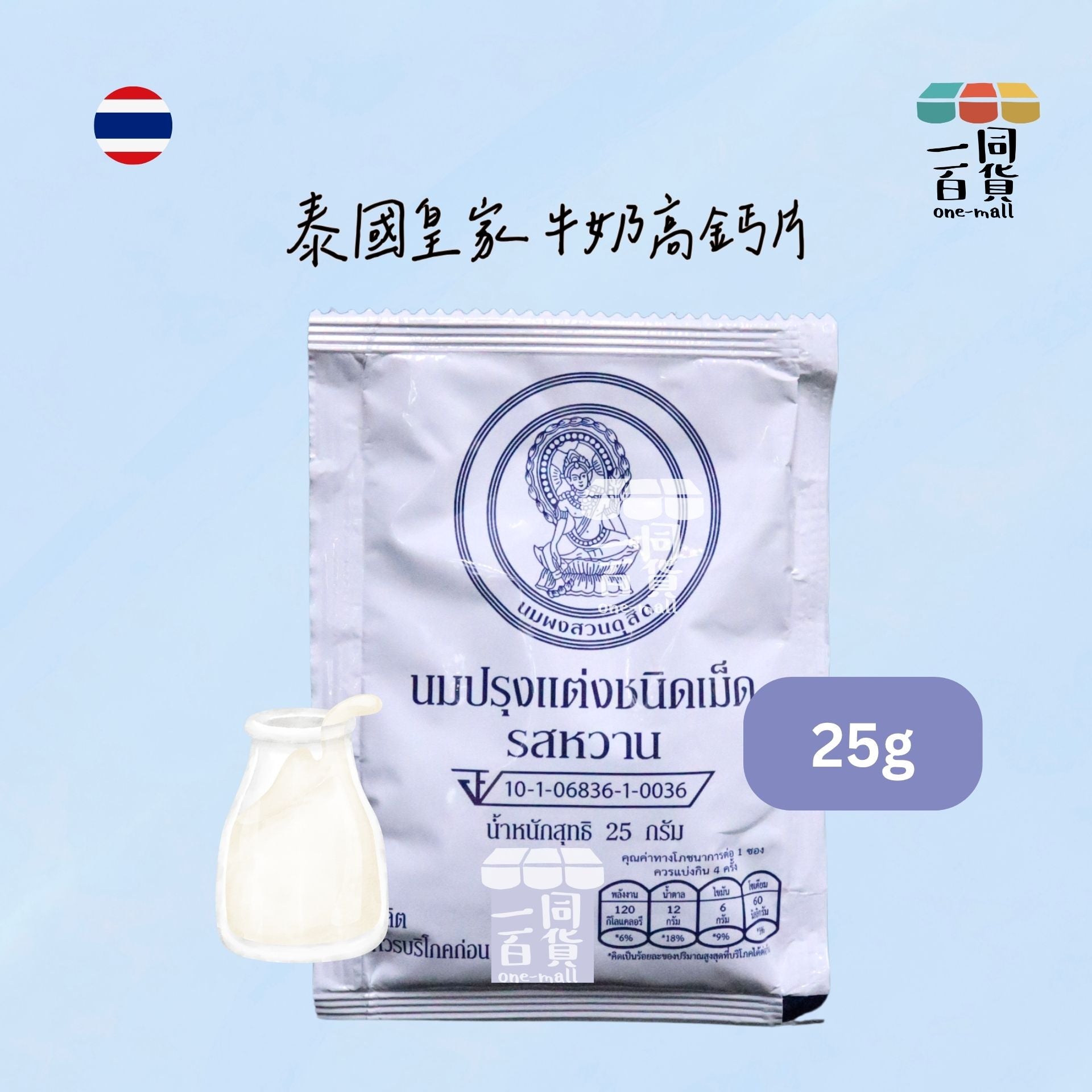 其他品牌 | Suan Dusit - 牛奶高鈣片 25g [白](平行進口) D644 [包裝隨機]