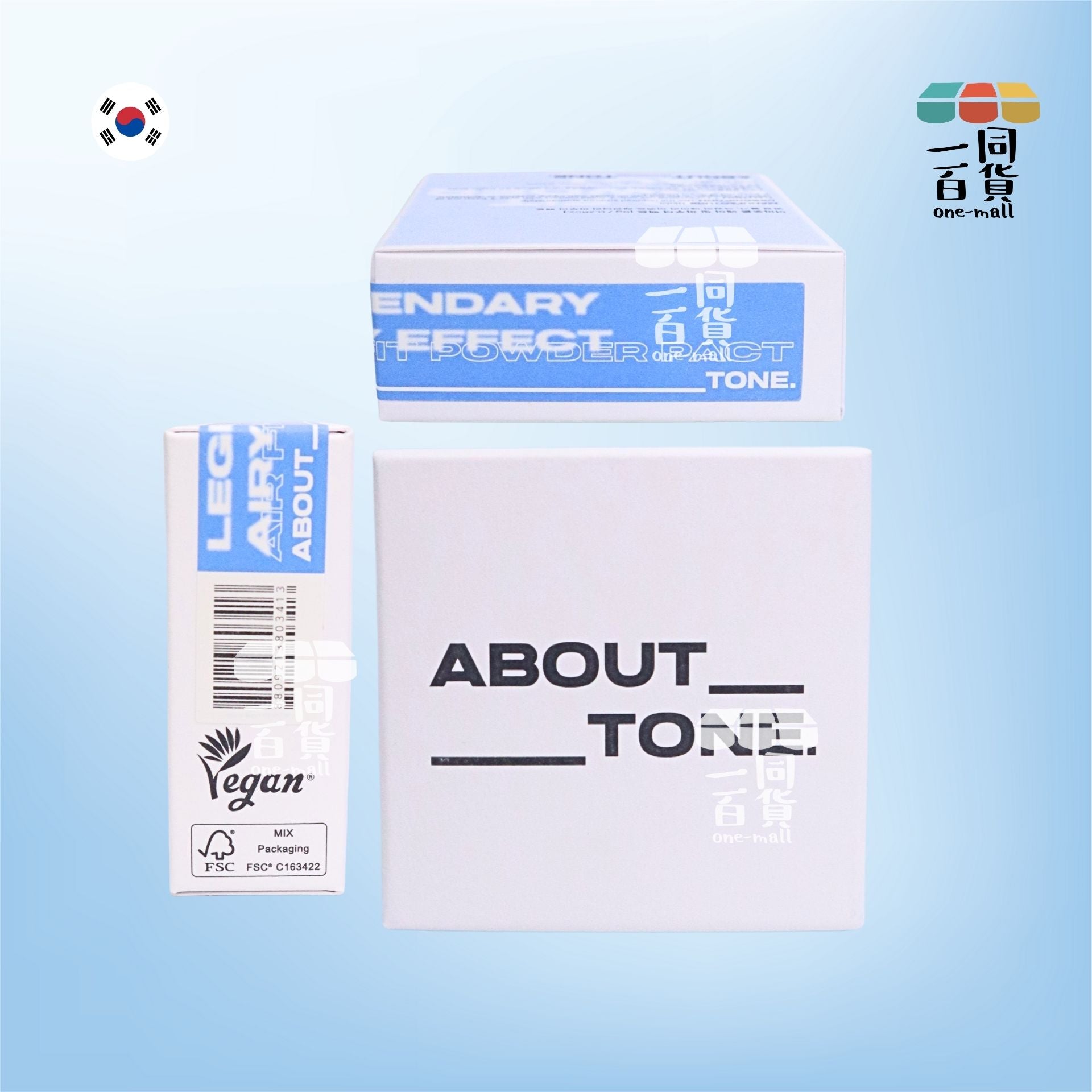 ABOUT__TONE. | Air Fit Powder Pact 輕盈空氣感純素透明定妝粉餅 8g [藍色](平行進口) B341