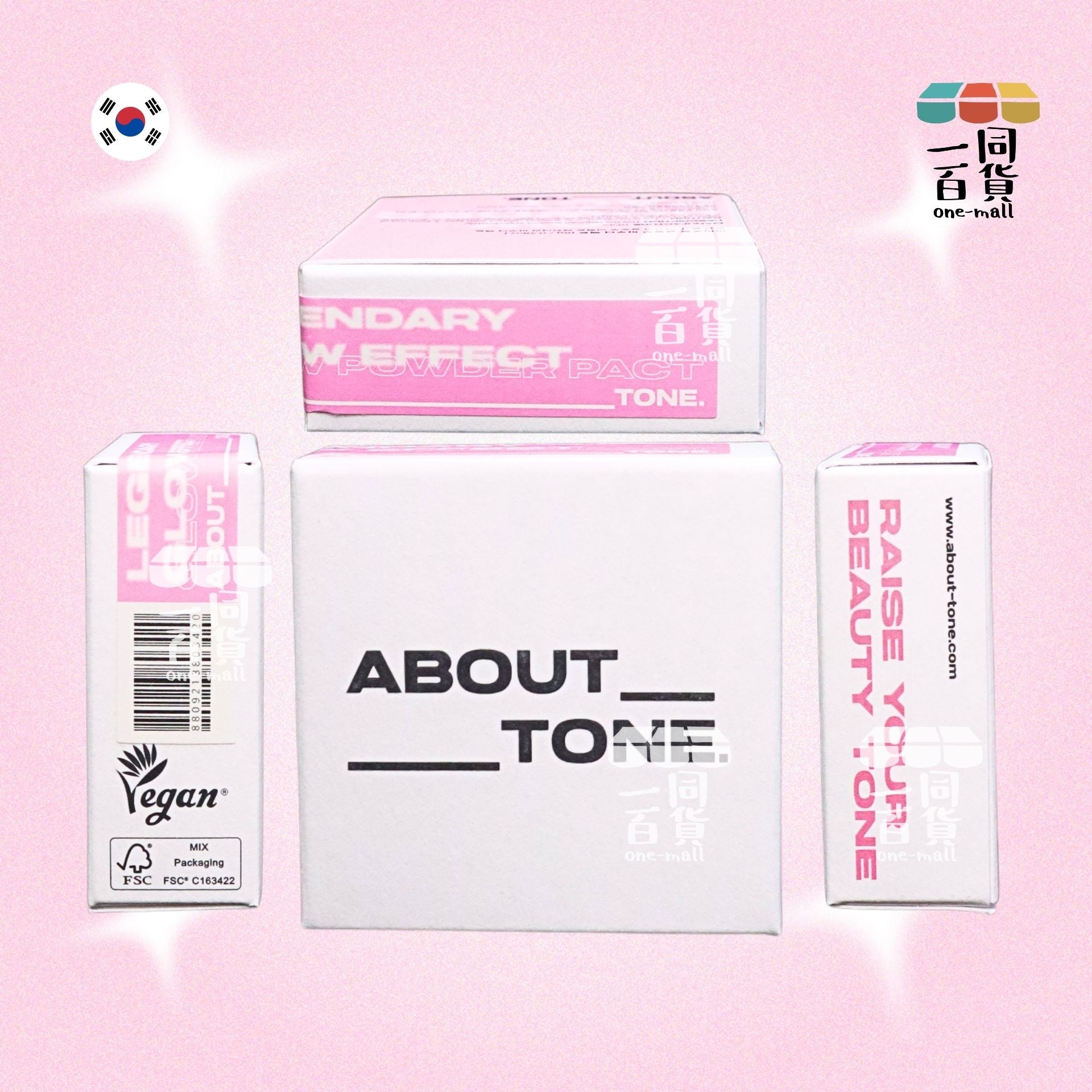 ABOUT__TONE. | Glow Powder Pact 神奇濾鏡輕薄柔焦粉餅 (粉色光澤款) 8g [粉白盒](平行進口) B424