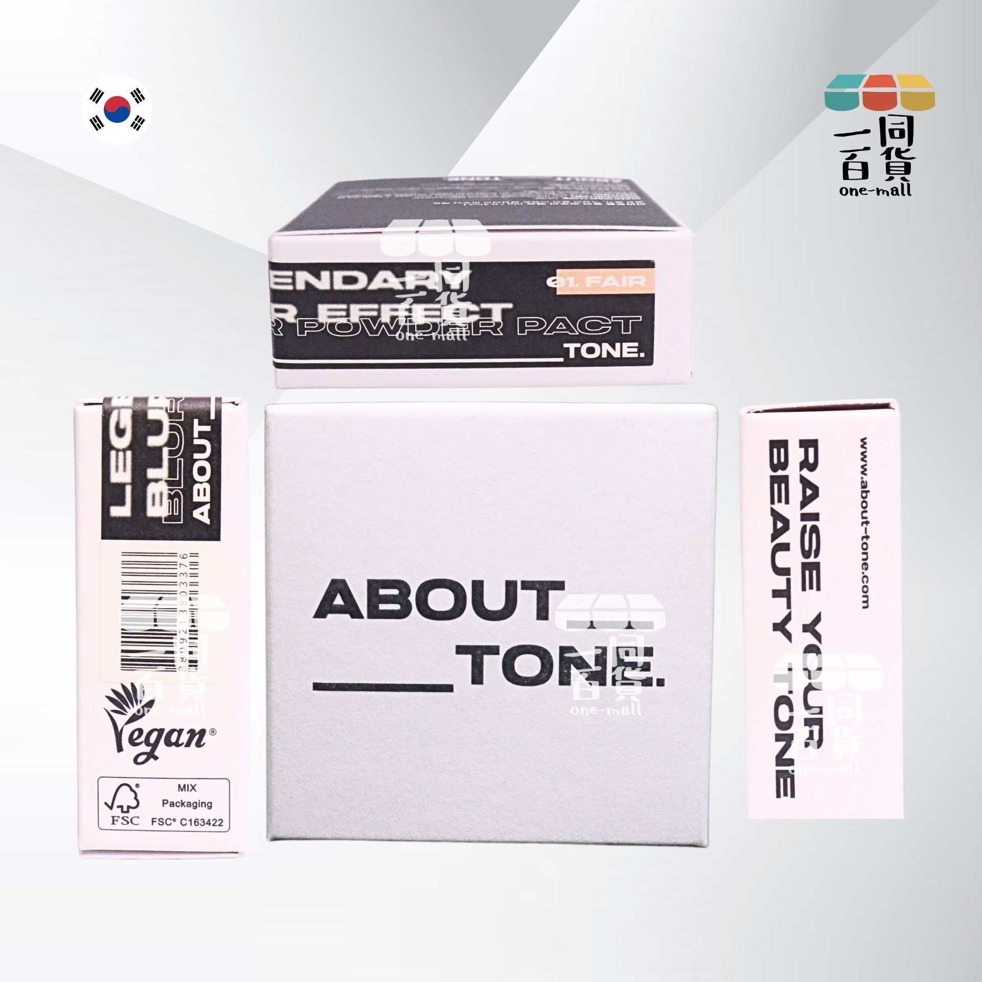 ABOUT__TONE. | 輕盈柔霧控油遮瑕定妝粉餅 (黑色遮瑕款) 9g - 01 Fair (平行進口) B331